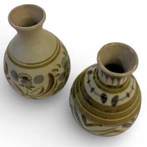 Japan Stoneware Vases Set/2 Stoneware Pottery Bud Vases Creative Decorative Co.